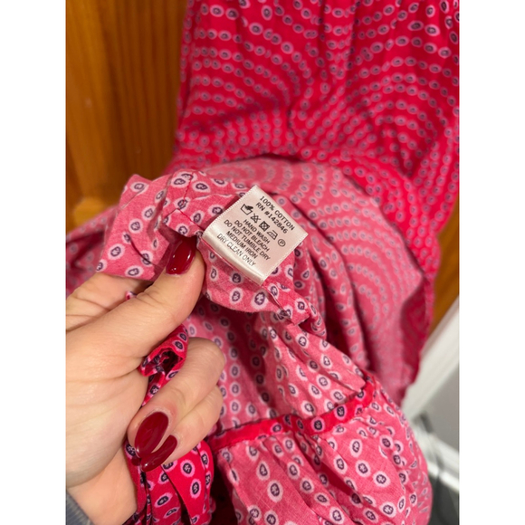 Rhode Julia Tiered Halter Maxi Dress Pink Red Printed 100% Cotton Size L - Picture 9 of 10